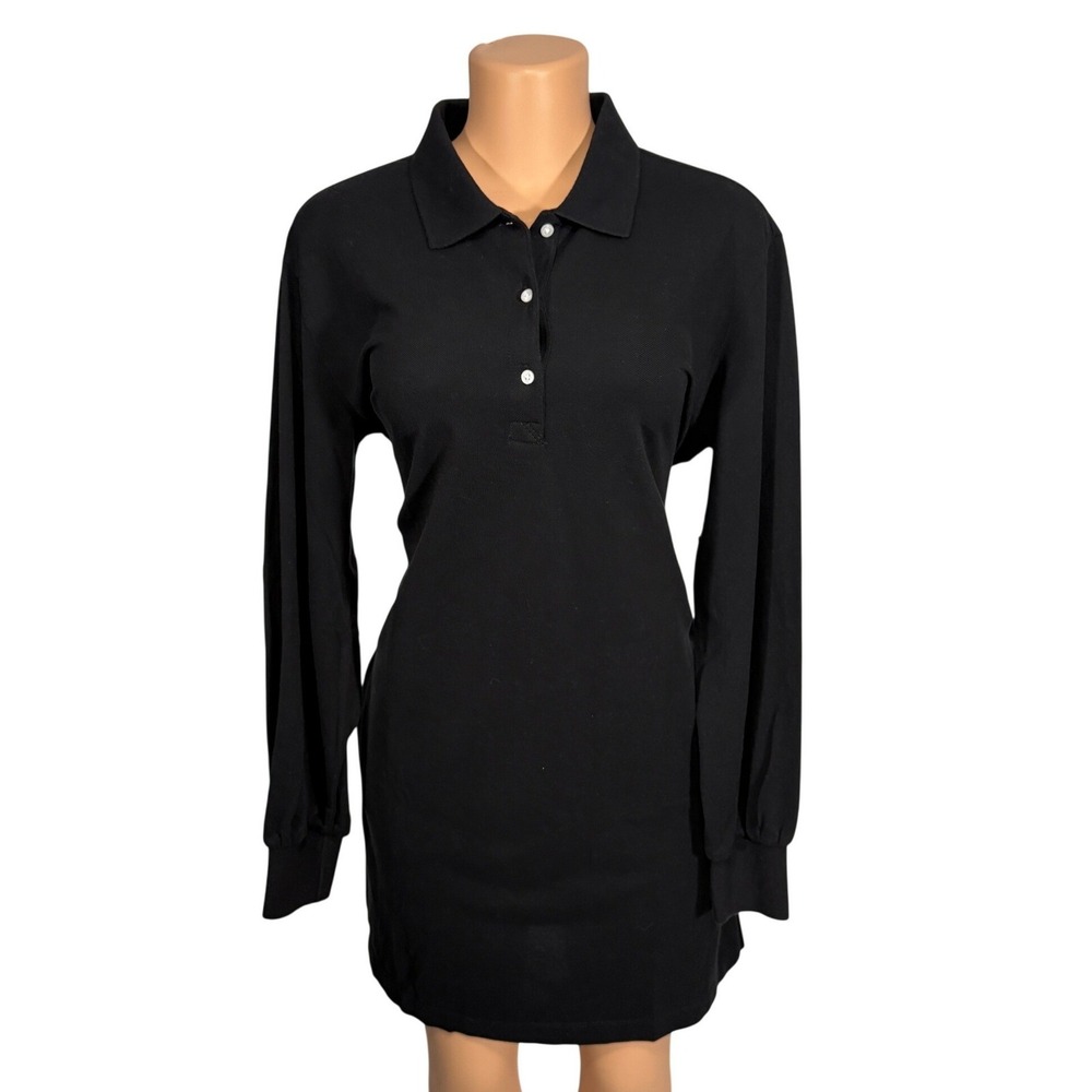 Tuckernuck Womens Black Pique Long Sleeve Polo Mini Dress Size Large New NWT
